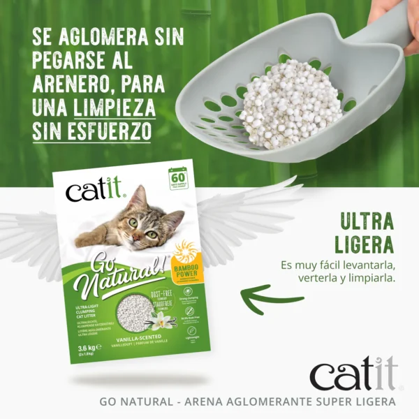Arena Aglomerante Ultraligera para Gatos de Bambú Catit Go Natural - Imagen 5