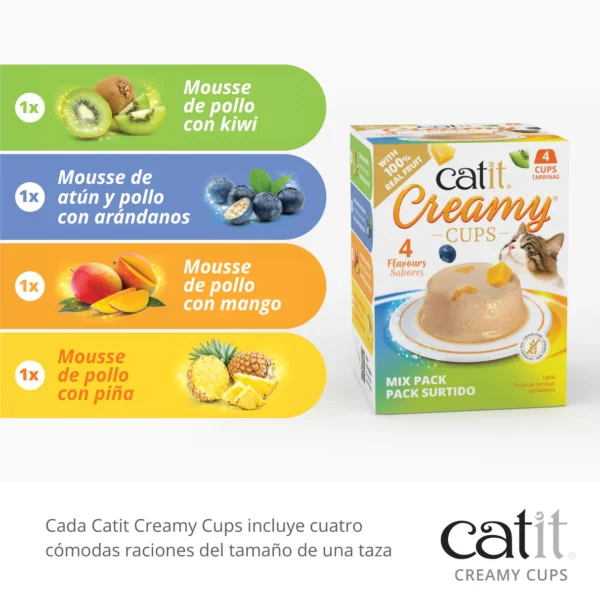 Snack para gatos en mousse con fruta Catit Creamy Cups Mix Pack - Imagen 14