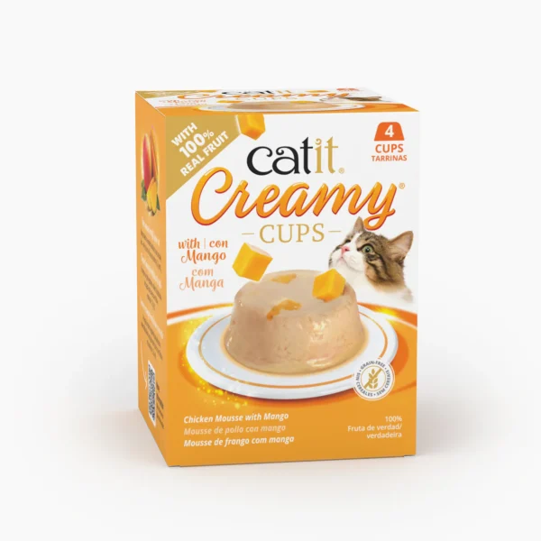 Snack para gatos en mousse con fruta Catit Creamy Cups Mango
