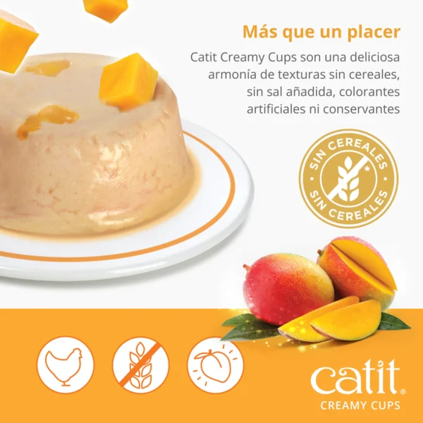 Snack para gatos en mousse con fruta Catit Creamy Cups Mango - Imagen 4