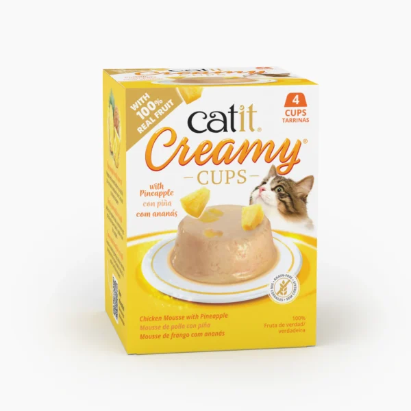 Snack para gatos en mousse con fruta Catit Creamy Cups Piña