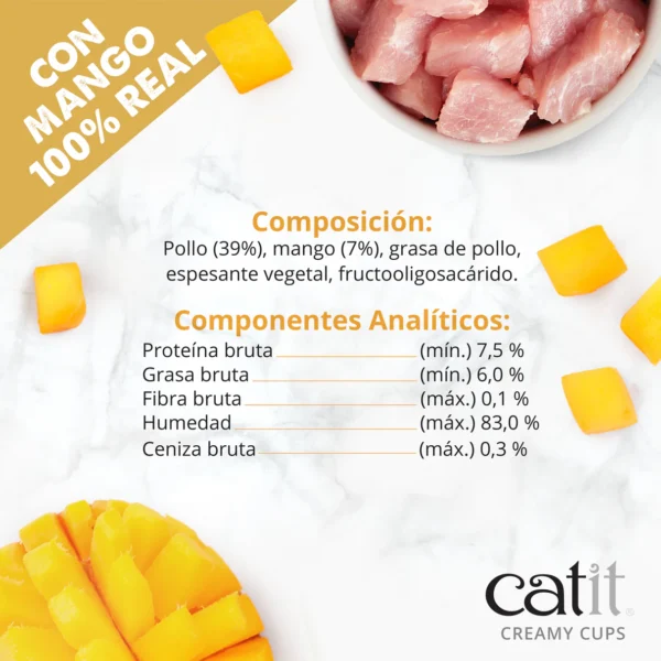 Snack para gatos en mousse con fruta Catit Creamy Cups Mango - Imagen 3