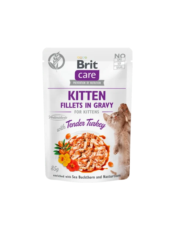 Brit Care Cat Kitten Filetes de pavo en salsa 85gr