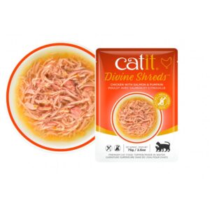 Catit Divine Shreds – Sopa de Pollo, Salmón y Calabaza - 75gr