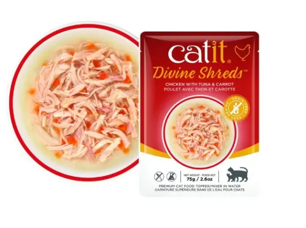Catit Divine Shreds – Sopa de Atún, Pollo y Zanahoria - 75gr