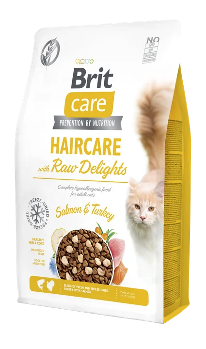 Brit Care Cat Raw Delights Haircare carne fresca y liofilizado